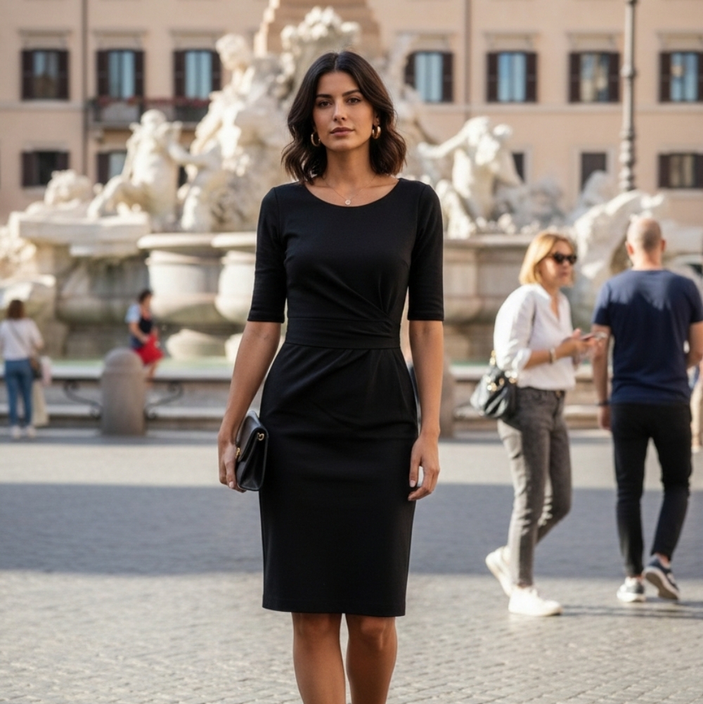 NWT MaxMara black cotton sheath dress 8 preppy minimalist chic